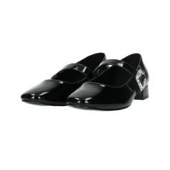 Ballerine con cinturino in strass.Tacco alto 3 cm