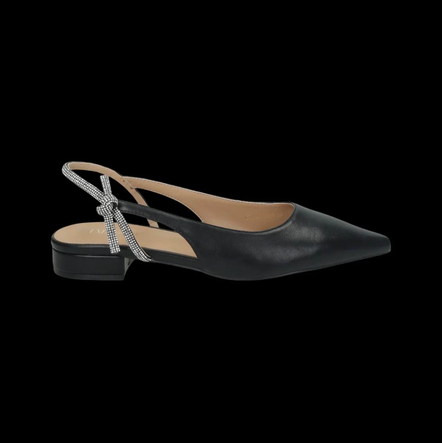Ballerine con cinturino in strass.Tacco alto 2cm