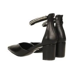 Décolleté a punta con cinturino con strass. Tacco alto 6cm