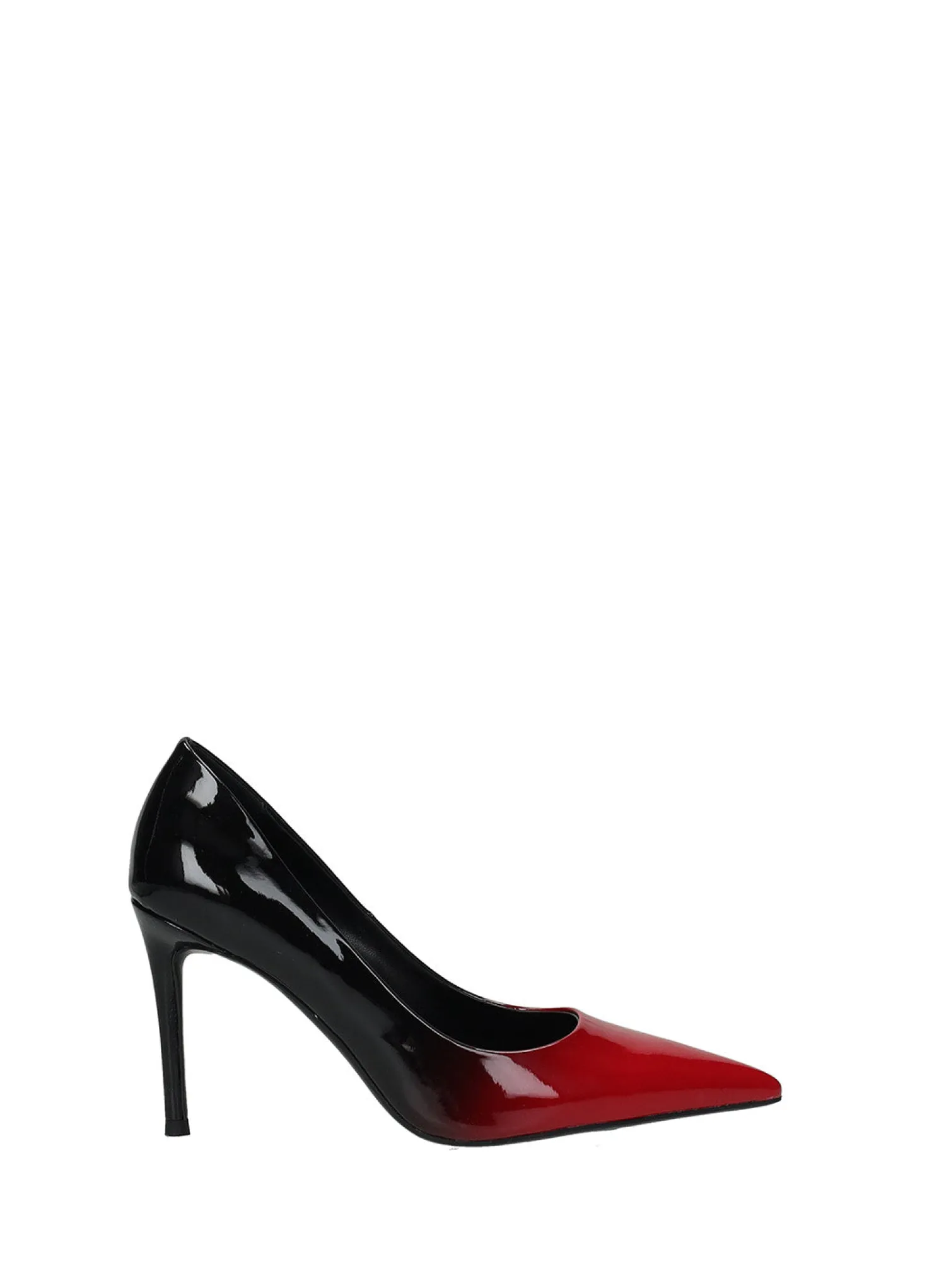 Décolleté donna effetto vernice sfumata nero/rosso