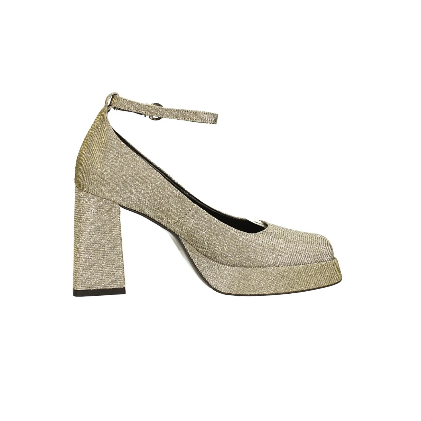 Décolleté glitterate. con punta squadrata e plateau. Made in Italy. Tacco alto 9cm