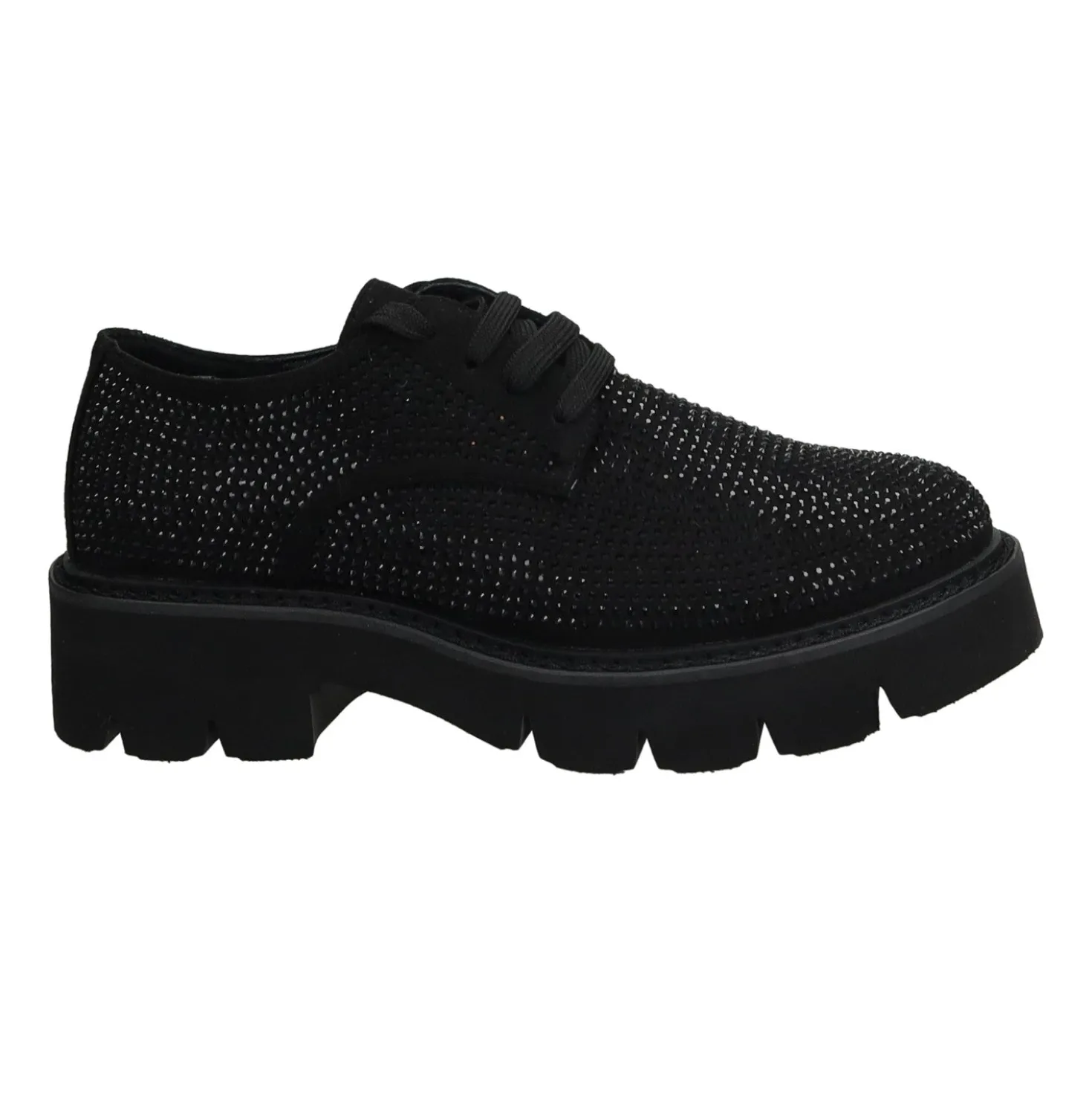 Derby con strass.Tacco alto 4cm