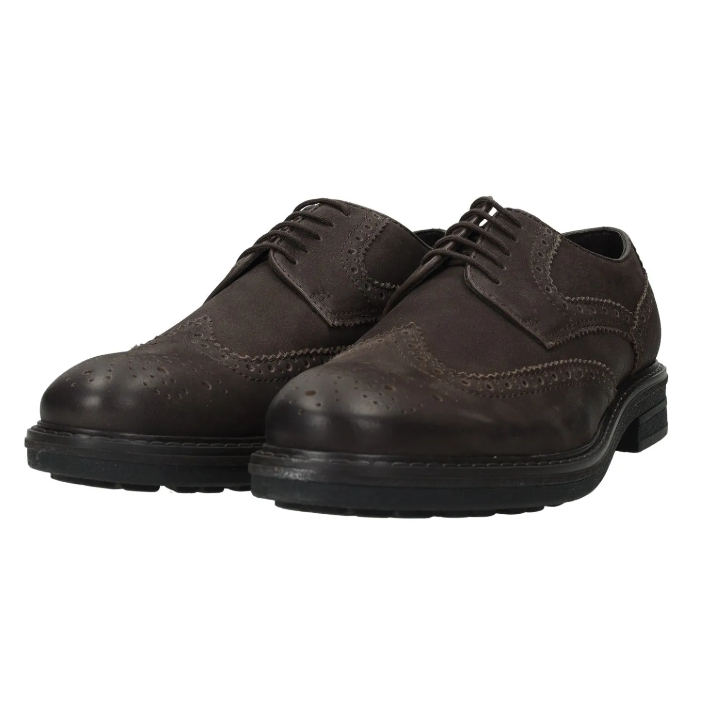 Derby semi brogue in vera pelle