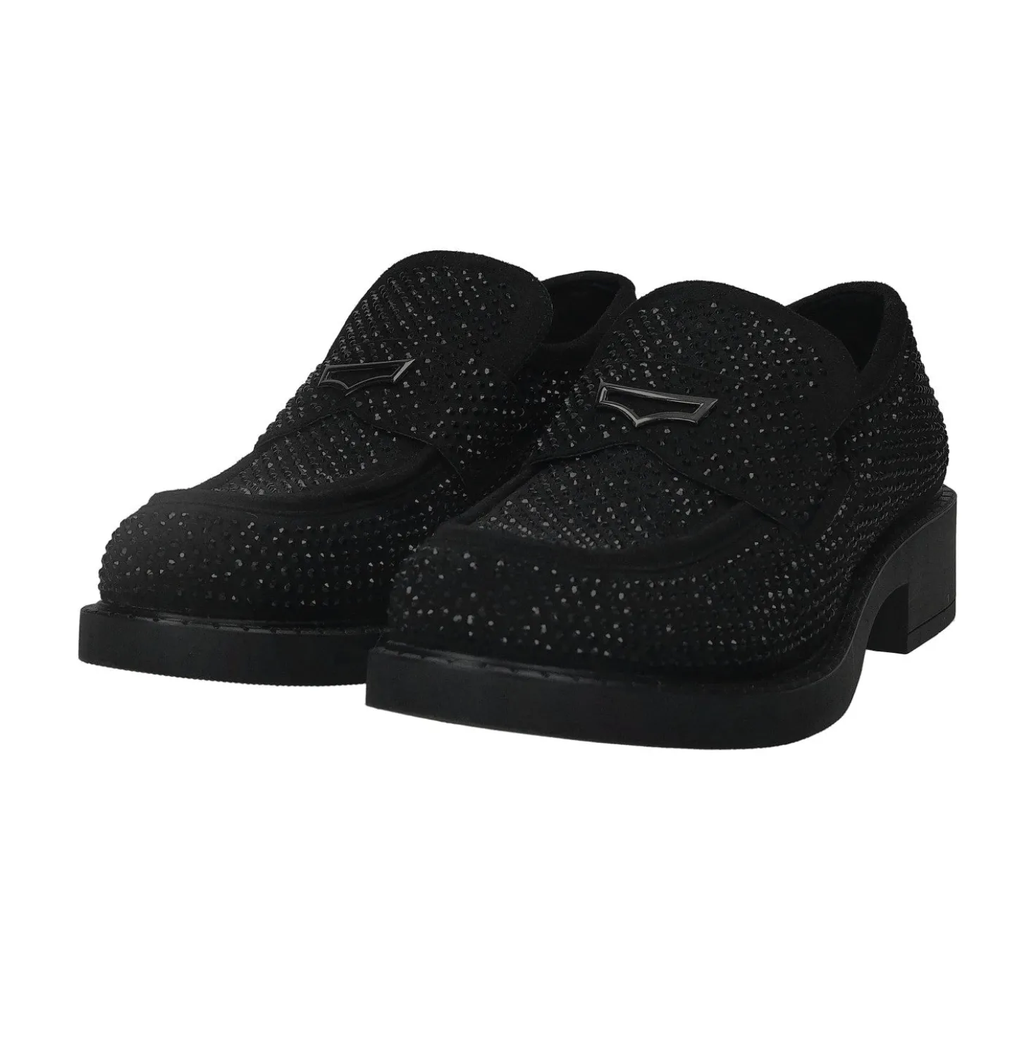 Mocassini con strass.Tacco alto 4cm