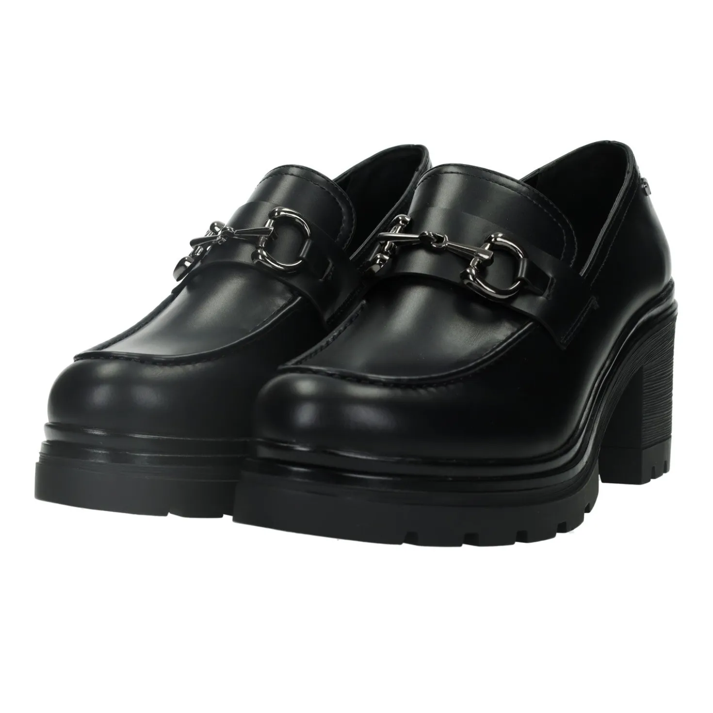 Mocassini donna con morsetto. Tacco alto 6 cm