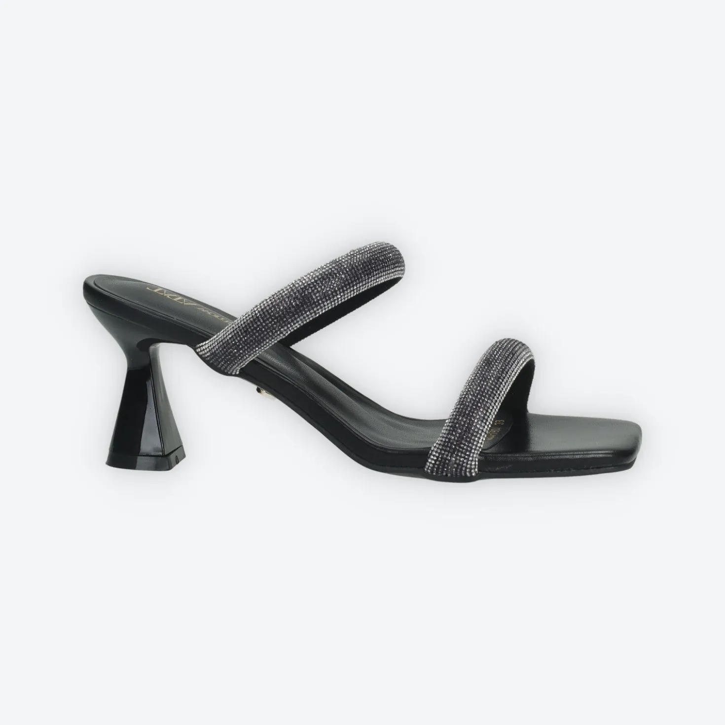 Sandali con due fasce e strass. Tacco alto 7cm