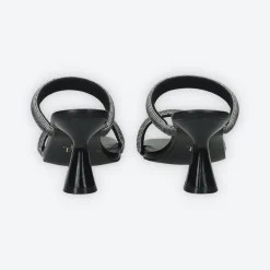 Sandali con due fasce e strass. Tacco alto 7cm