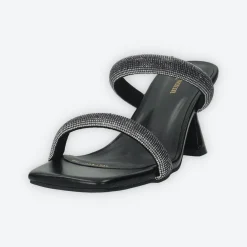 Sandali con due fasce e strass. Tacco alto 7cm