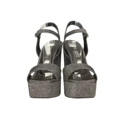 Sandali con plateau glitterati. Made in Italy. Tacco alto 13cm