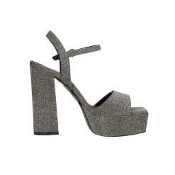 Sandali con plateau glitterati. Made in Italy. Tacco alto 13cm