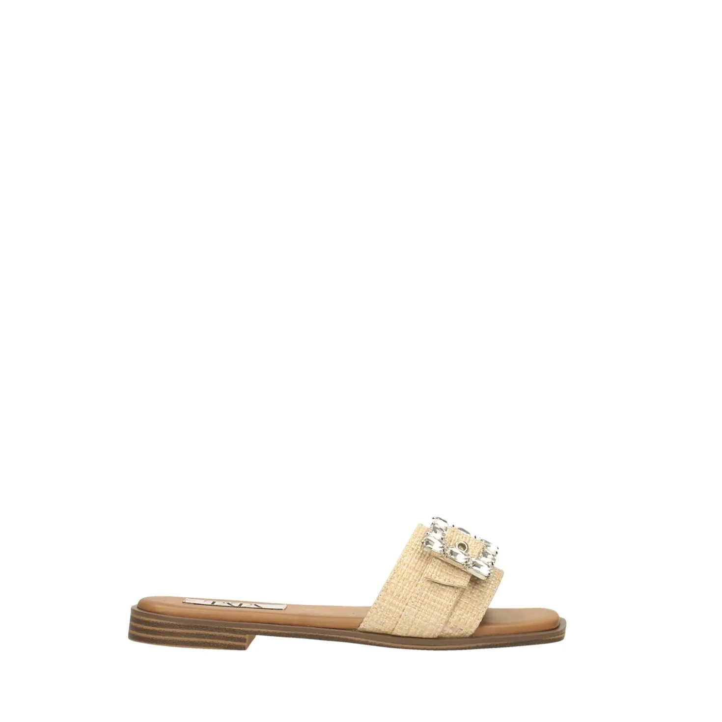 Sandali flat con dettaglio fibbia con strass