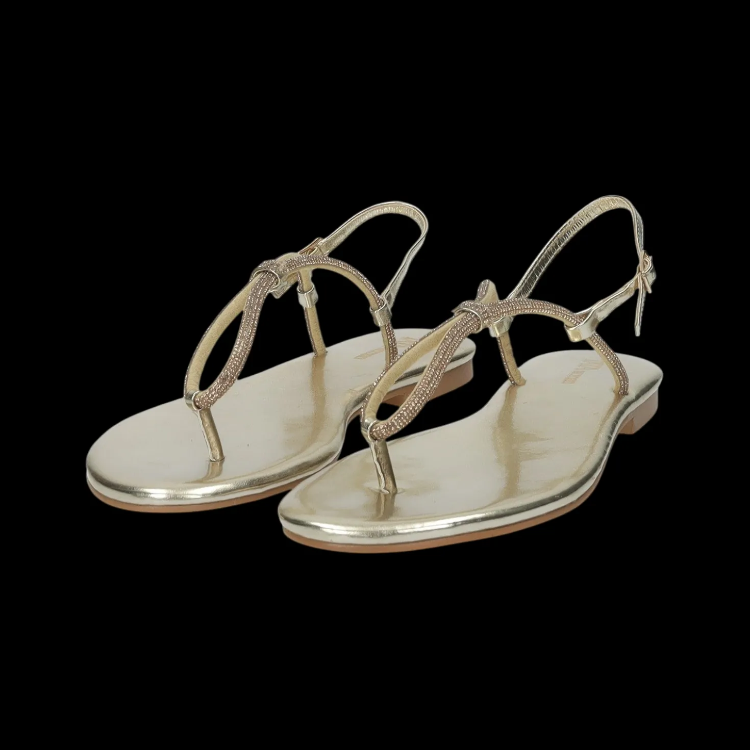 Sandali flat con dettaglio listini in strass.