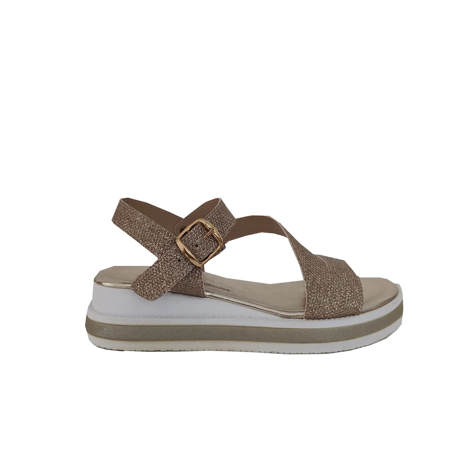 Sandali flat con inserto lucido
