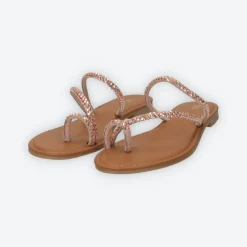 Sandali flat con listini in strass