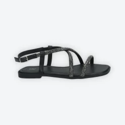Sandali flat con listini in strass