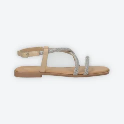 Sandali flat con listini in strass