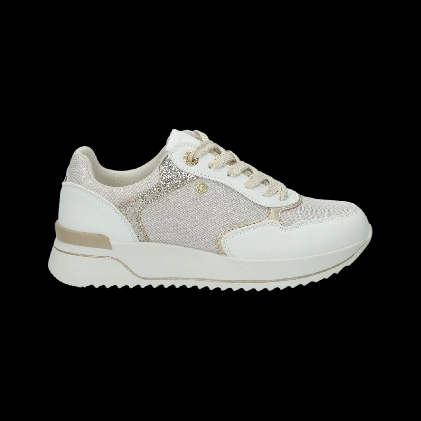Sneakers con contrasto in glitter.