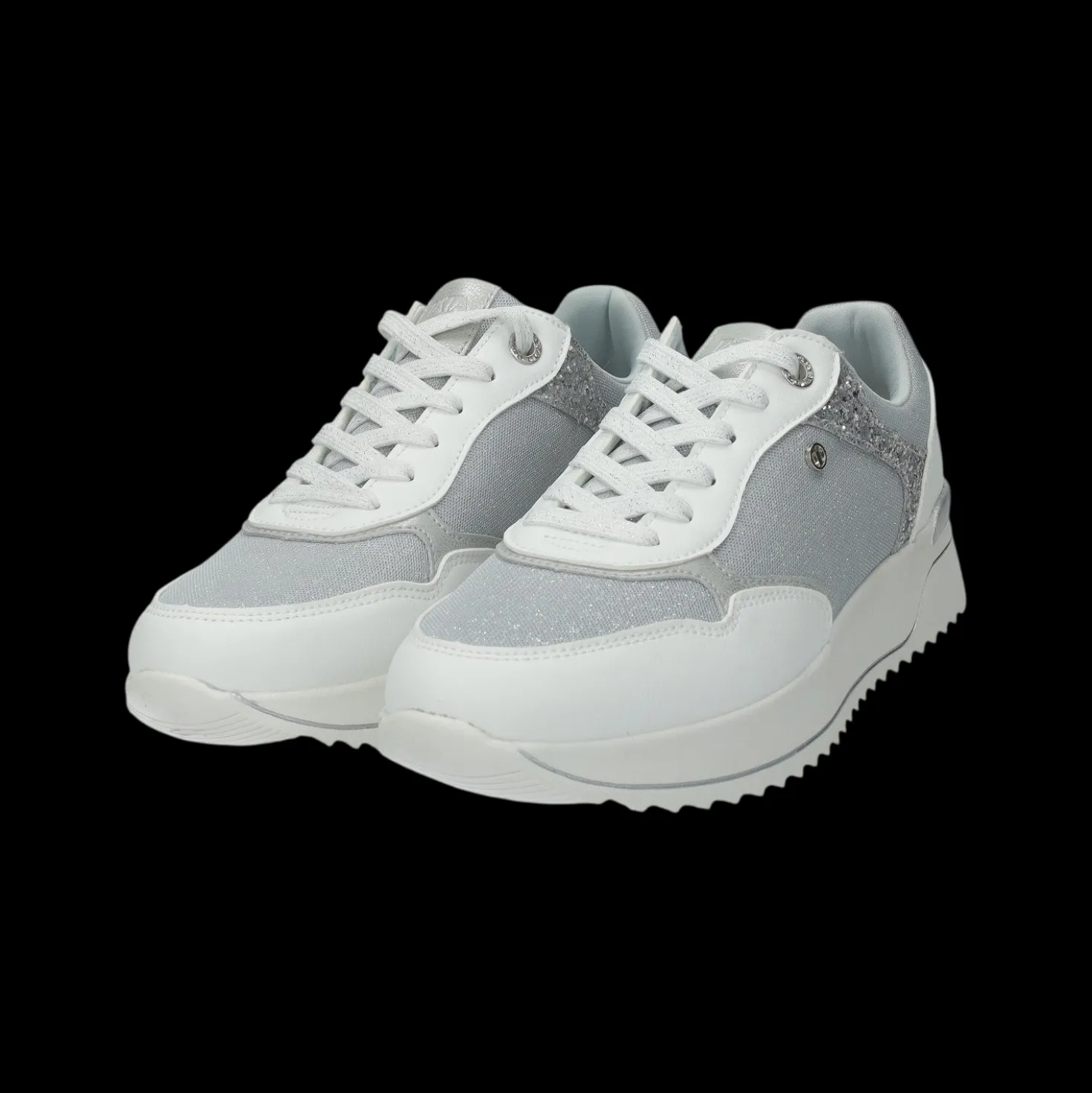 Sneakers con contrasto in glitter.