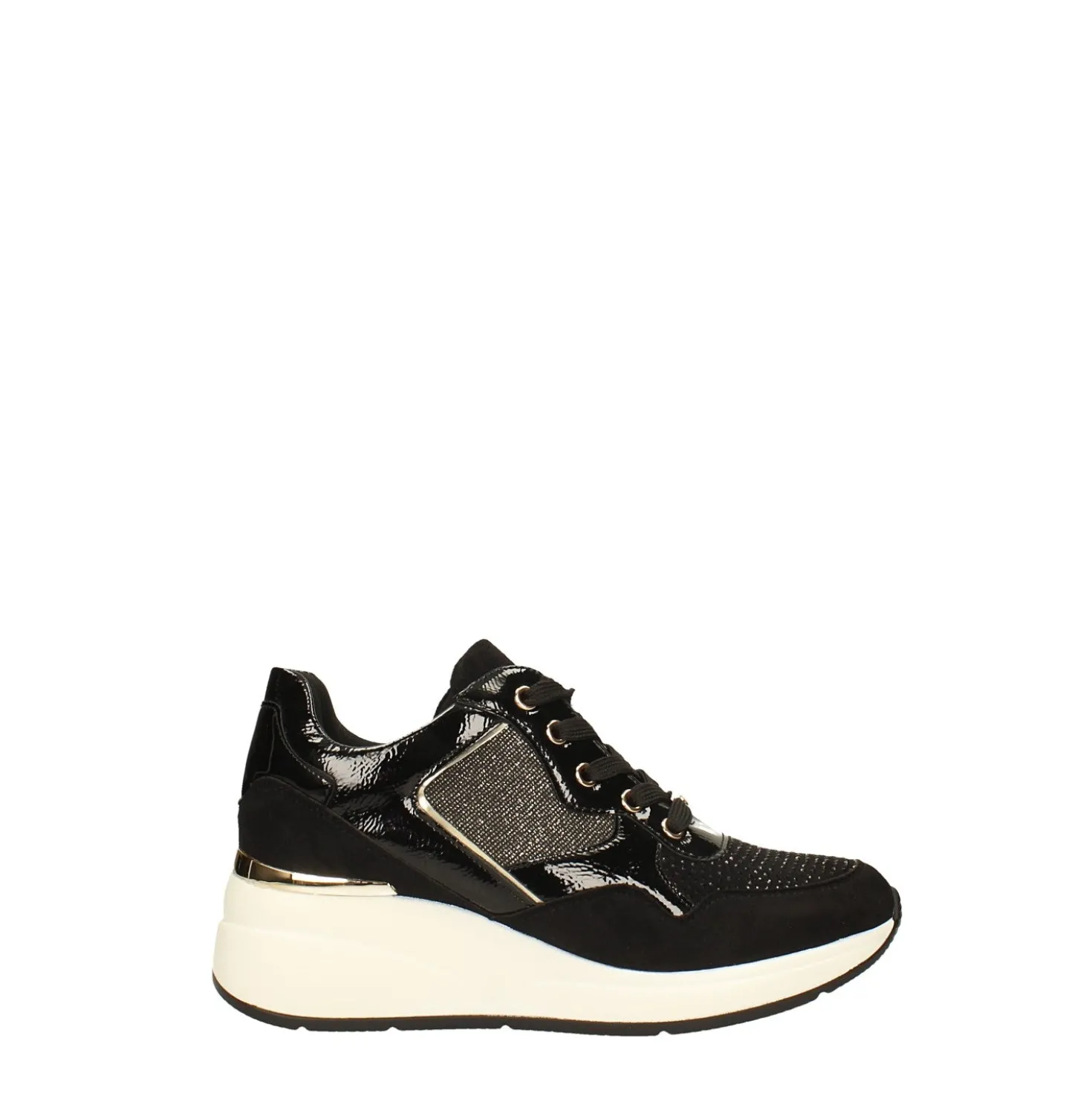 Sneakers con dettagli dorati e strass