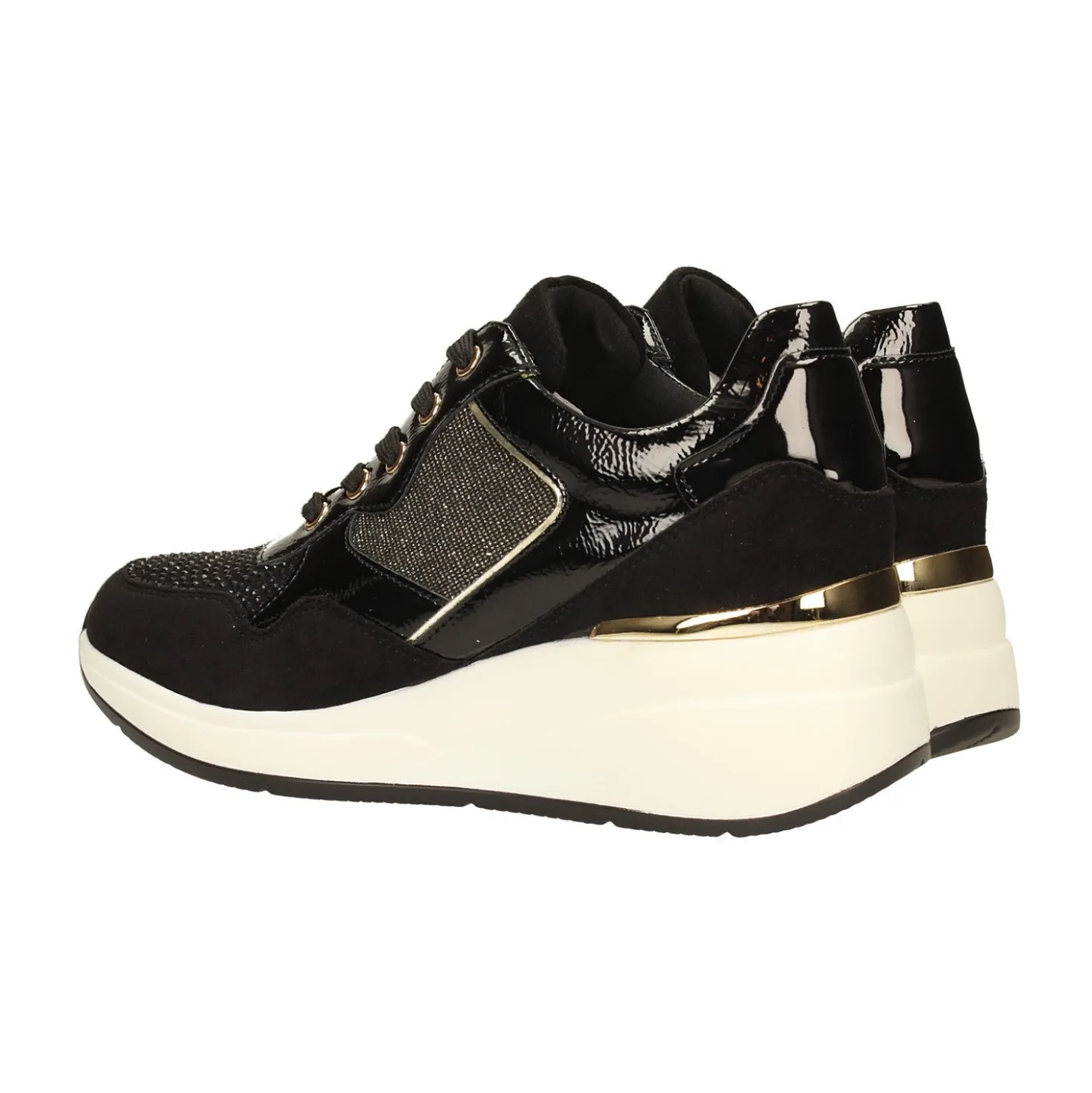 Sneakers con dettagli dorati e strass