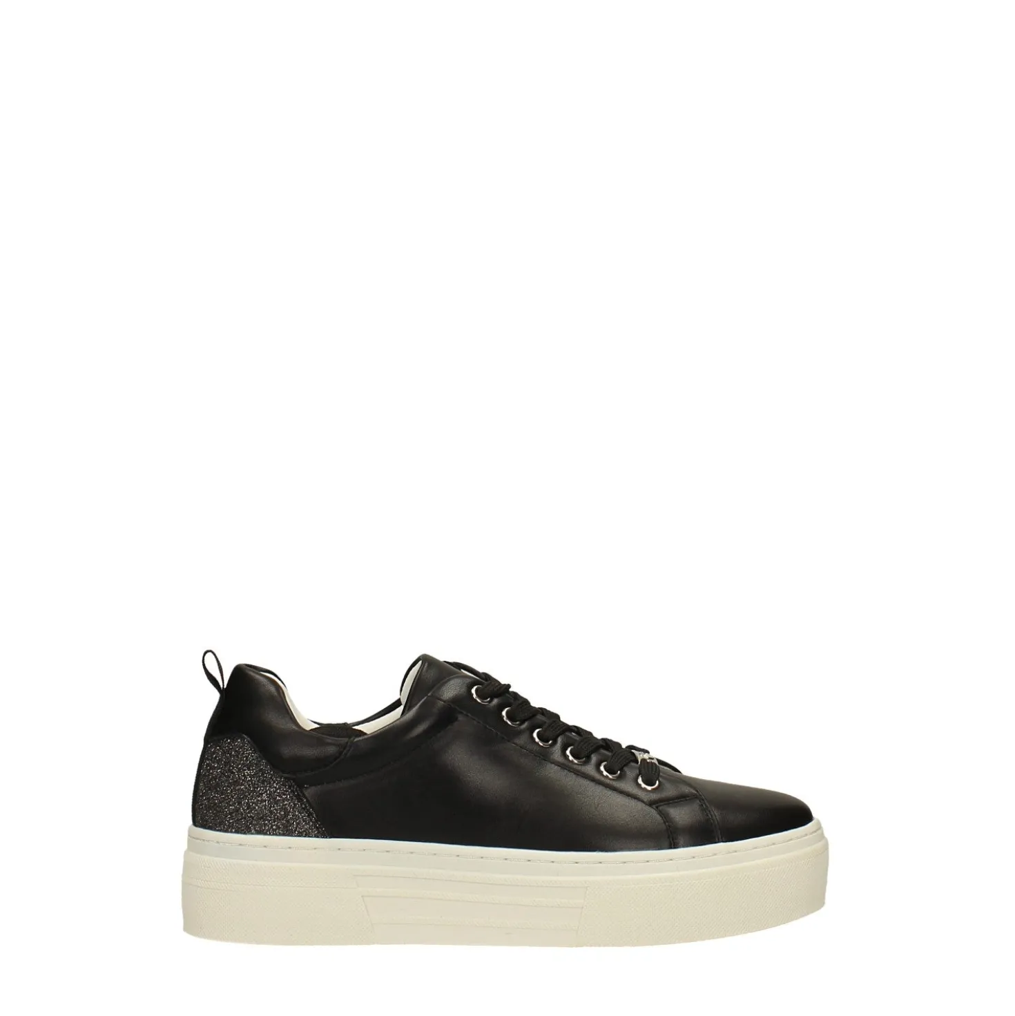Sneakers con inserto glitterato. suola alta 3.5cm