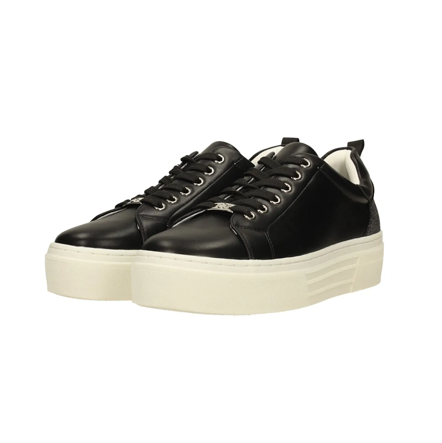 Sneakers con inserto glitterato. suola alta 3.5cm