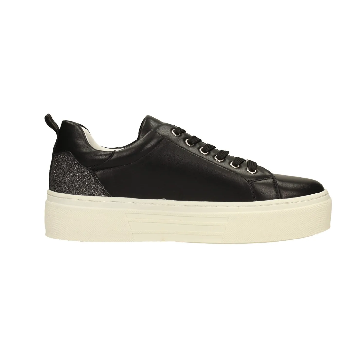 Sneakers con inserto glitterato. suola alta 3.5cm