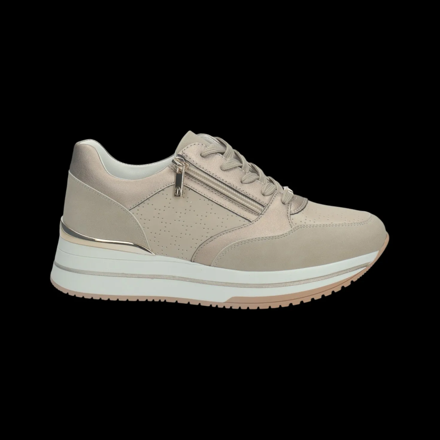 Sneakers con zip laterale.Tacco alto 3 cm