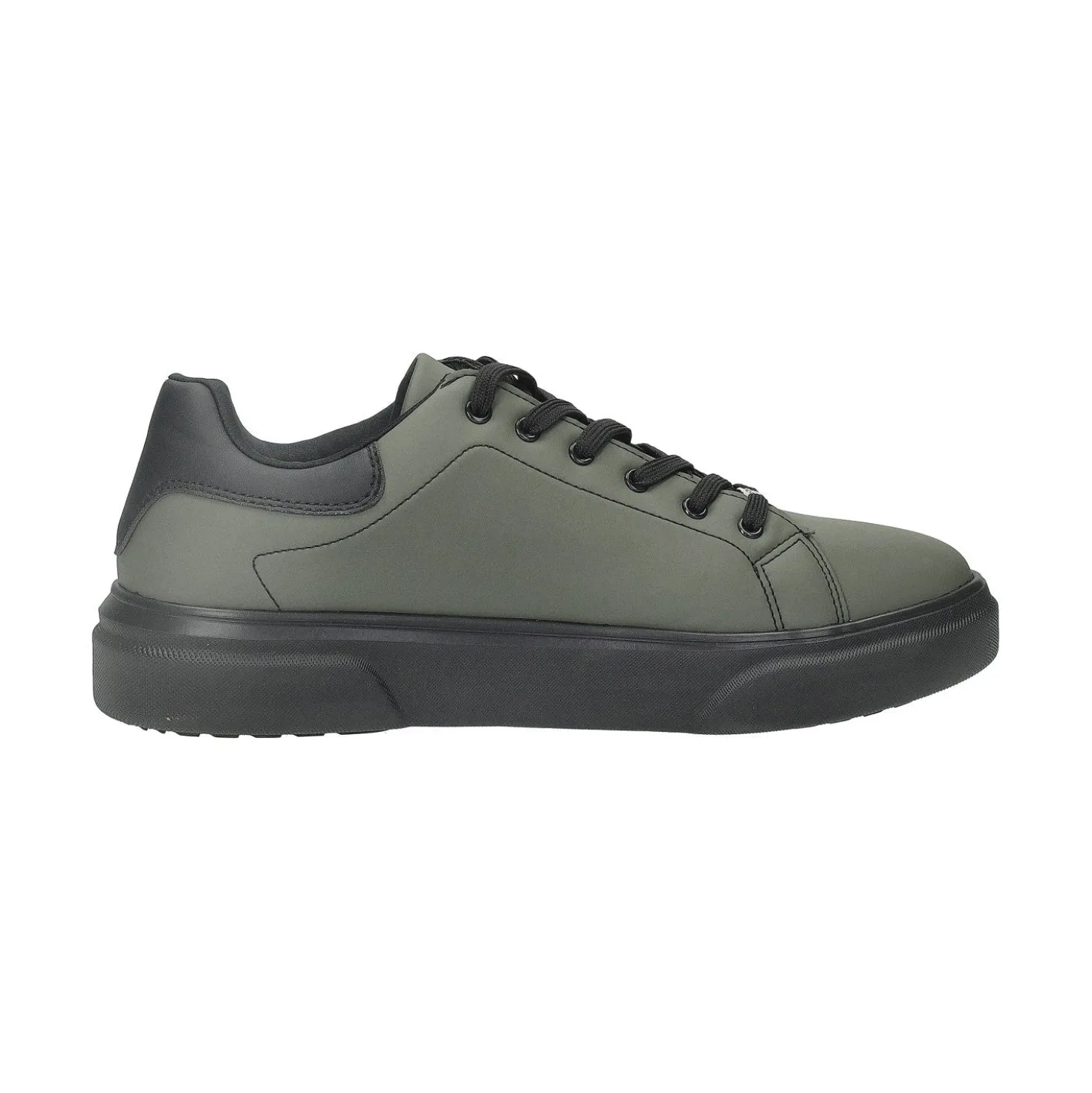 Sneakers in ecopelle con cuciture a vista